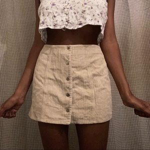 suede button up skirt